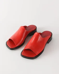 Fashion Flat Mule Leather Rosso Flats