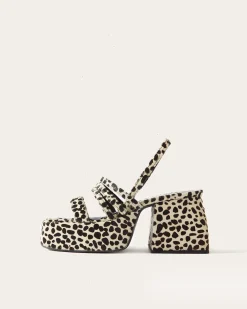 Discount Flossie Platform Pony Polkadot Black + White Heels