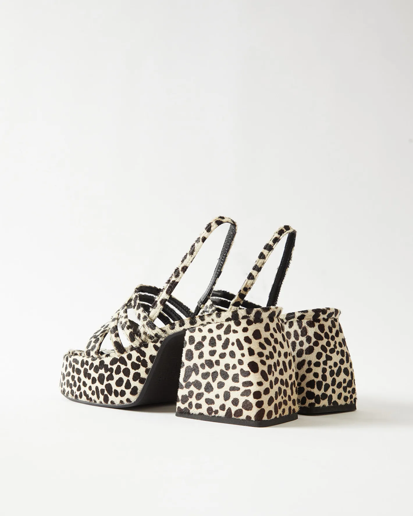 Discount Flossie Platform Pony Polkadot Black + White Heels