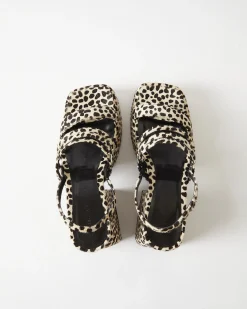 Discount Flossie Platform Pony Polkadot Black + White Heels