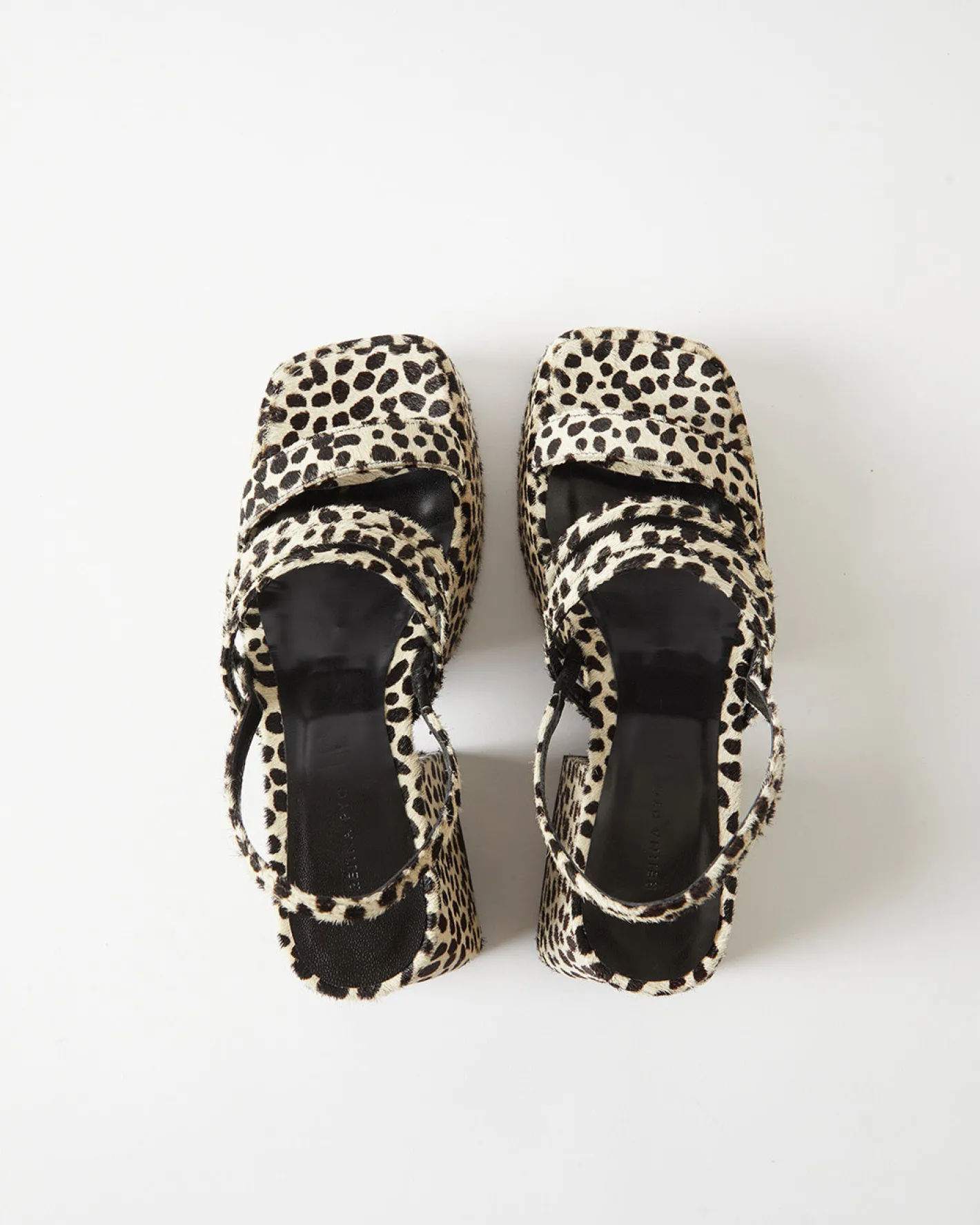 Discount Flossie Platform Pony Polkadot Black + White Heels