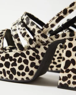 Discount Flossie Platform Pony Polkadot Black + White Heels