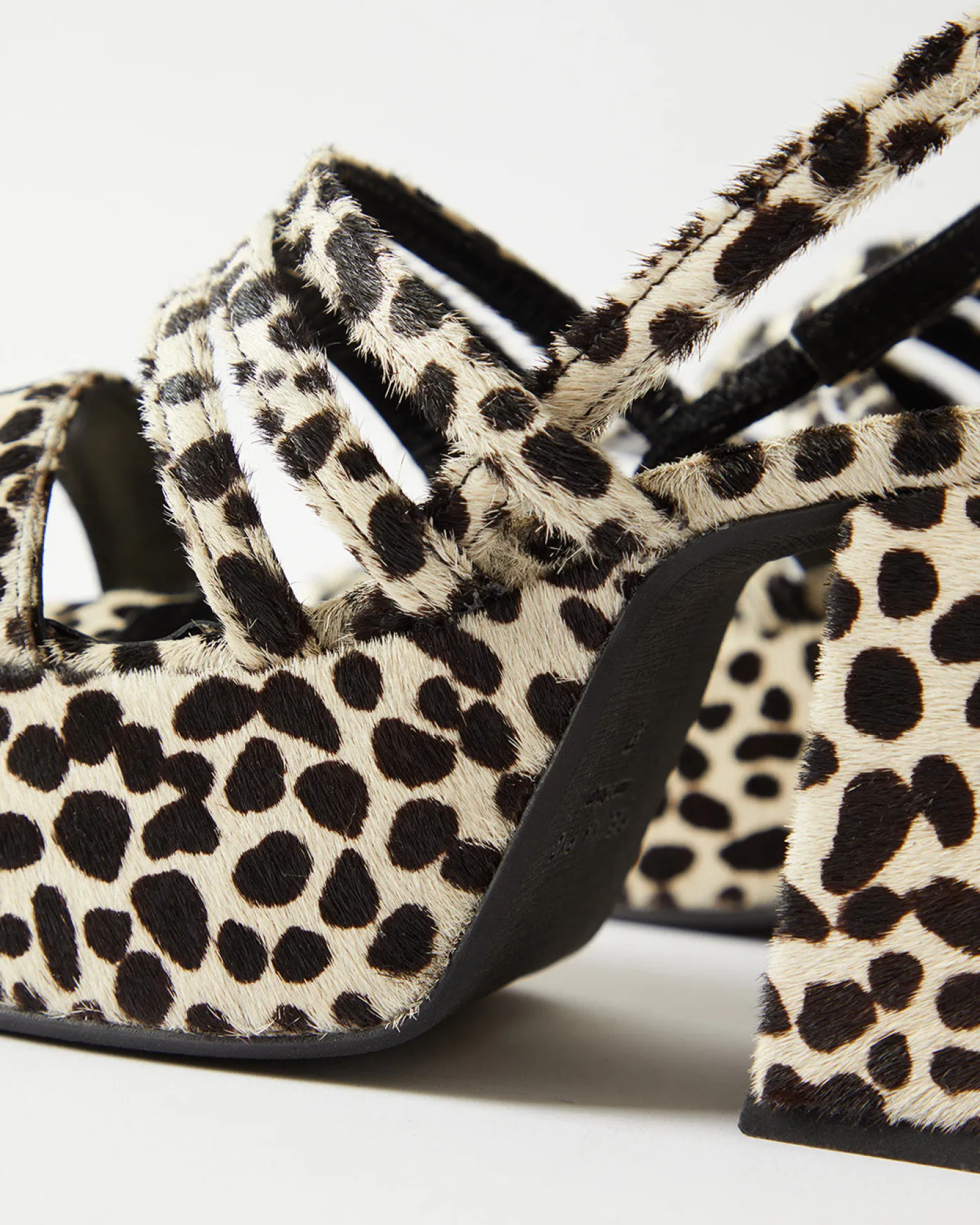 Discount Flossie Platform Pony Polkadot Black + White Heels
