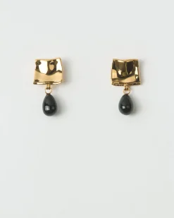 Best Folded Drop Earrings Gold Plated with Black Onyx Earrings