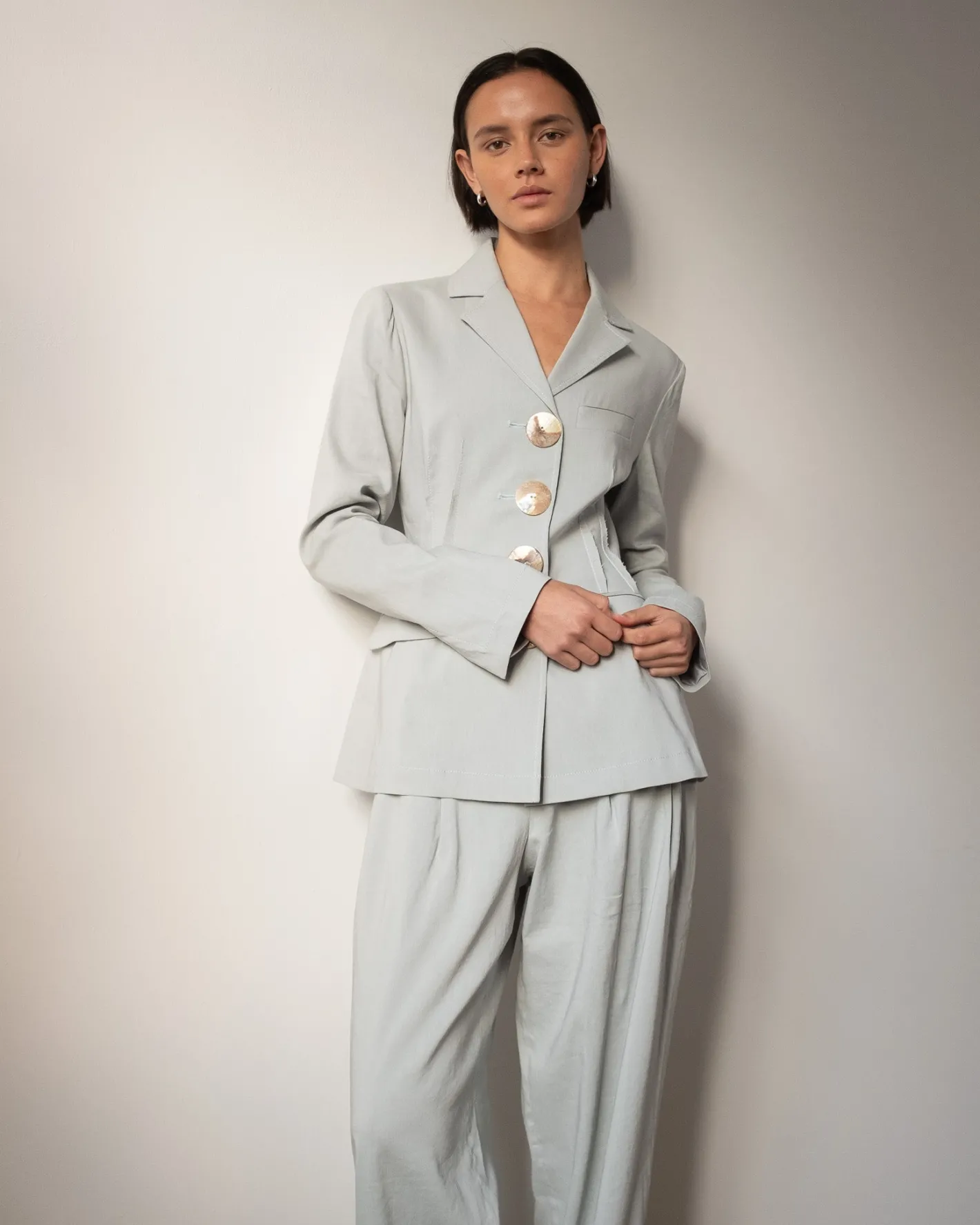 Sale Freya Trousers Viscose Linen Blend Blue Trousers | Tailoring