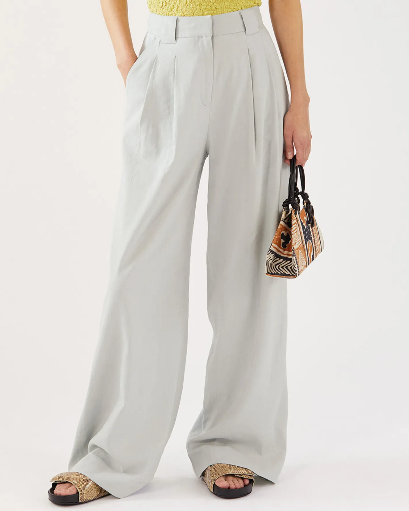 Sale Freya Trousers Viscose Linen Blend Blue Trousers | Tailoring