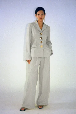 Sale Freya Trousers Viscose Linen Blend Blue Trousers | Tailoring
