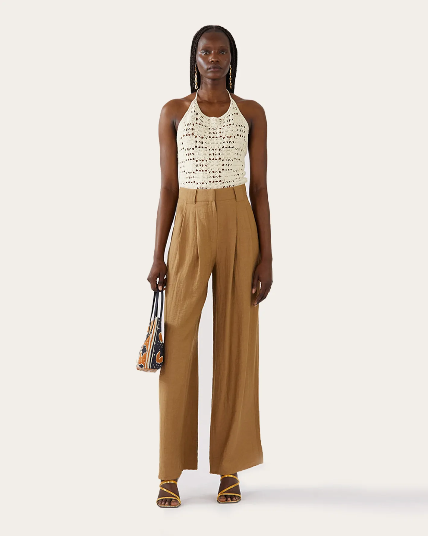 Sale Freya Trousers Viscose Linen Blend Caramel Trousers | Tailoring