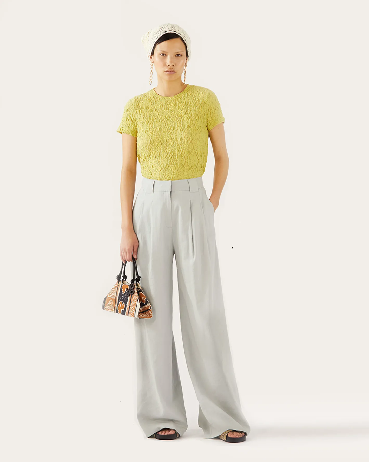 Sale Freya Trousers Viscose Linen Blend Blue Trousers | Tailoring