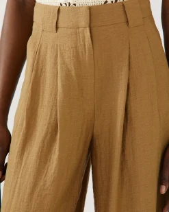 Sale Freya Trousers Viscose Linen Blend Caramel Trousers | Tailoring
