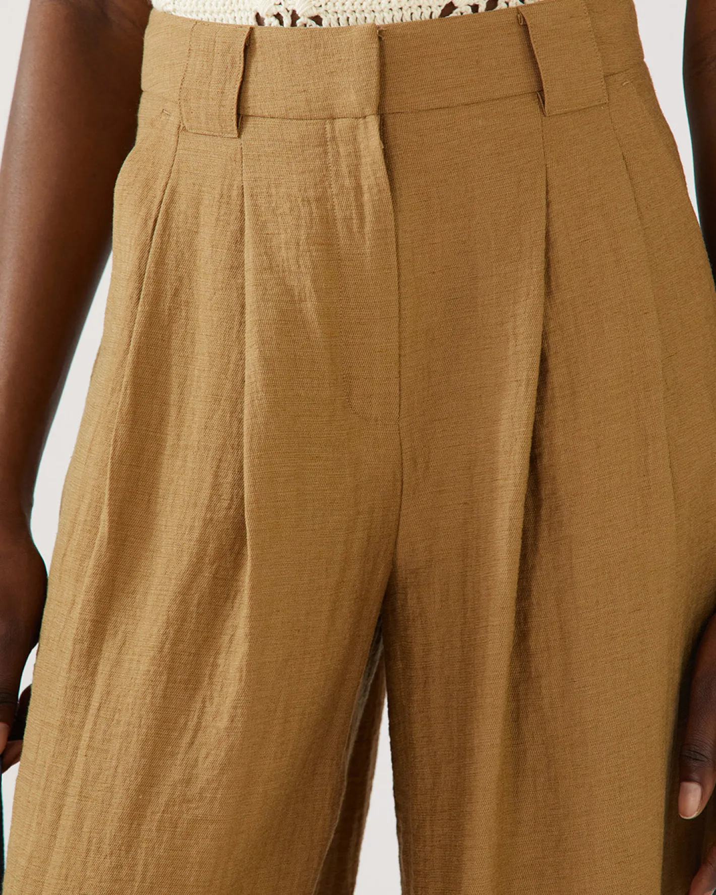 Sale Freya Trousers Viscose Linen Blend Caramel Trousers | Tailoring