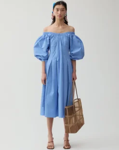 Clearance Greta Dress Organic Cotton Blue Dresses | Clothing