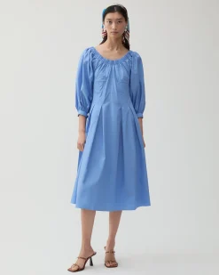 Clearance Greta Dress Organic Cotton Blue Dresses | Clothing