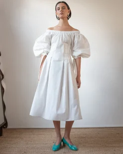 Clearance Greta Dress Organic Cotton Off-White Dresses | Clothing