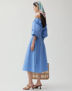 Clearance Greta Dress Organic Cotton Blue Dresses | Clothing