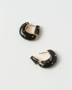 Outlet Iris Hoop Earrings Gold Plated and Enamel Earrings