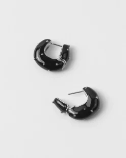 Discount Iris Hoop Earrings Silver Plated with Enamel Earrings