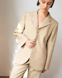 Discount Isla Blazer Cotton Silk Double-face Beige Tailoring | Jackets