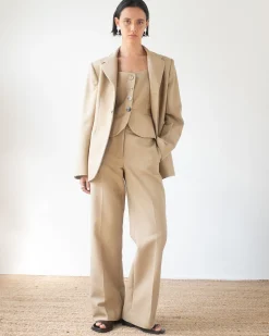 Discount Isla Blazer Cotton Silk Double-face Beige Tailoring | Jackets