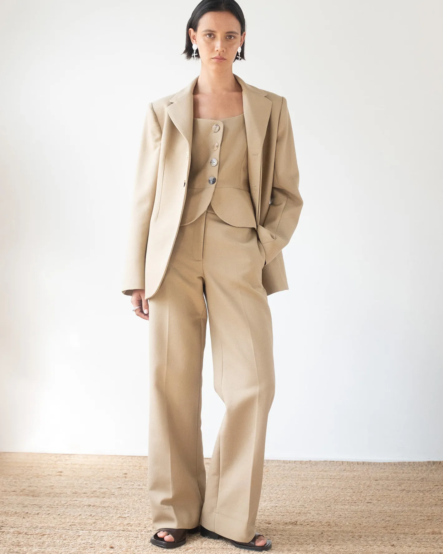 Discount Isla Blazer Cotton Silk Double-face Beige Tailoring | Jackets