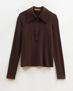 Sale Jasmine Top Tencel Cotton Blend Jersey Brown T-Shirts & Tanks | Clothing