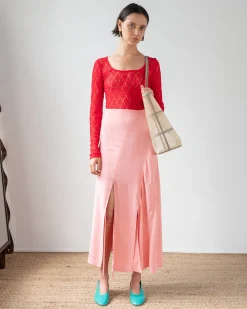 Hot Joey Skirt Crepe Viscose Pink Skirts | Clothing