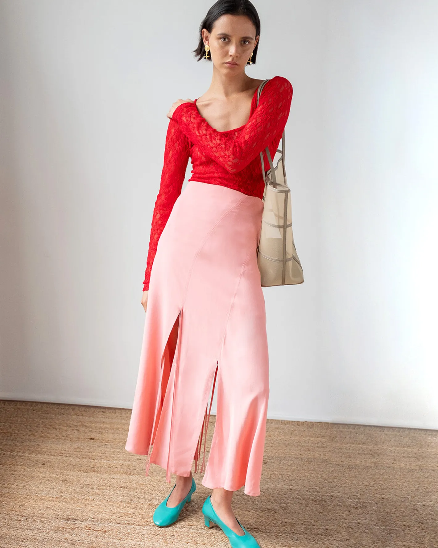 Hot Joey Skirt Crepe Viscose Pink Skirts | Clothing