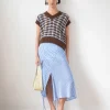 Sale Joey Skirt Satin Stripe Blue Skirts | Clothing