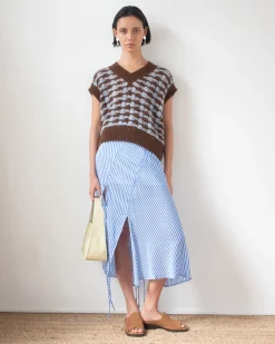 Sale Joey Skirt Satin Stripe Blue Skirts | Clothing