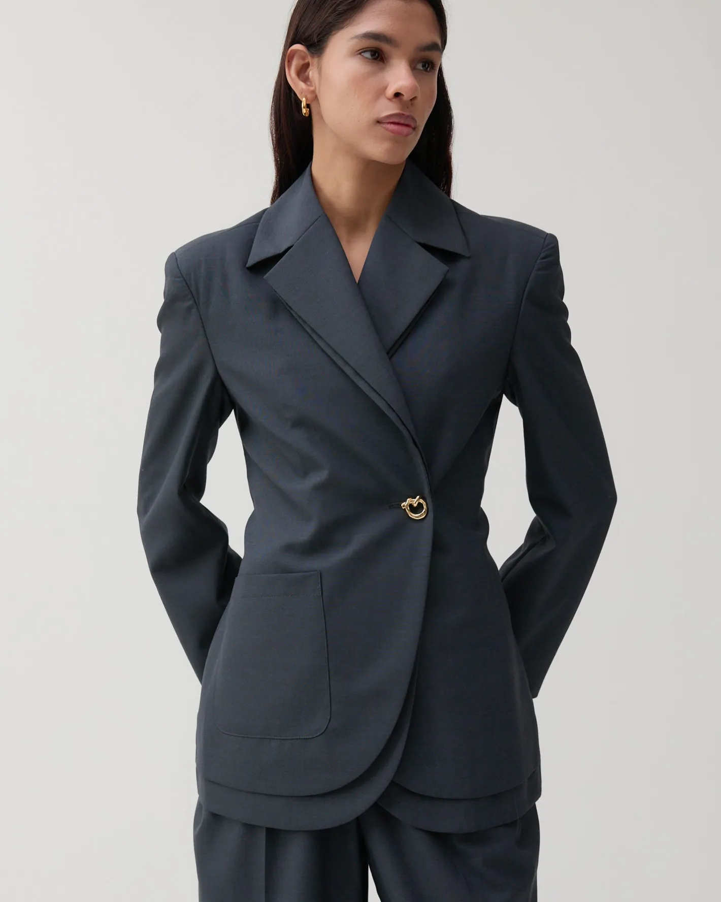 New Johanna Blazer Wool Blend Suiting Slate Tailoring | Jackets