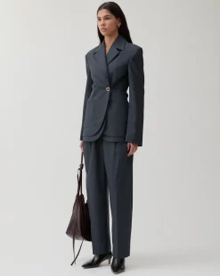 New Johanna Blazer Wool Blend Suiting Slate Tailoring | Jackets