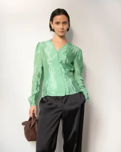 Hot Julie Blouse Viscose Blend Jade Clothing