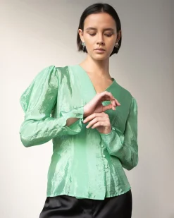 Hot Julie Blouse Viscose Blend Jade Clothing