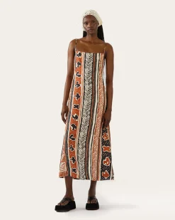 Fashion Kennedy Dress Tencel Print Brown Dresses