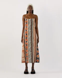 Fashion Kennedy Dress Tencel Print Brown Dresses