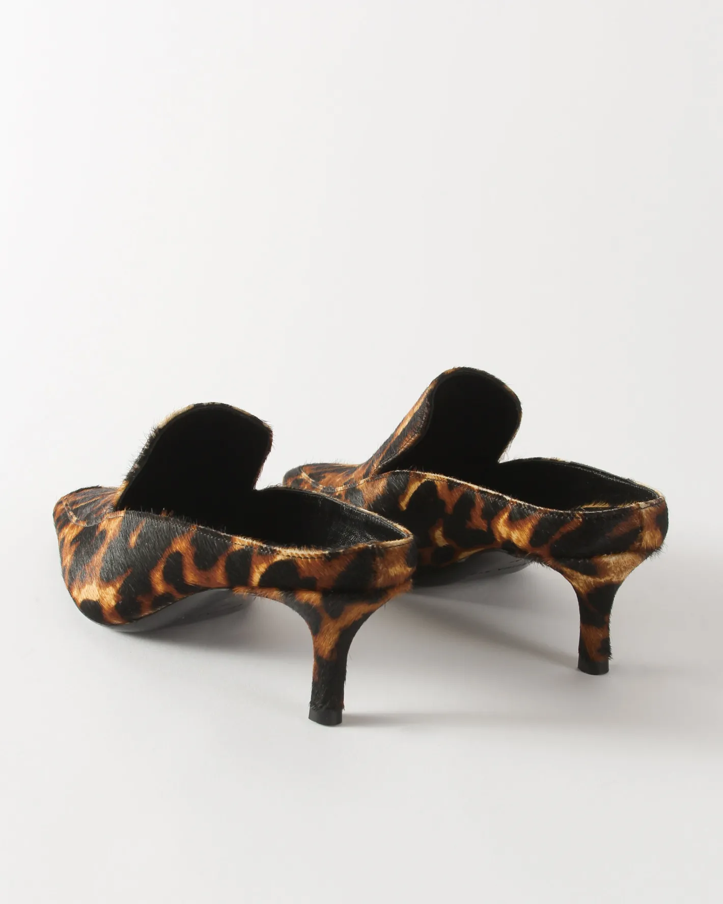 New Kitten Mule Pony Print Leopard Heels