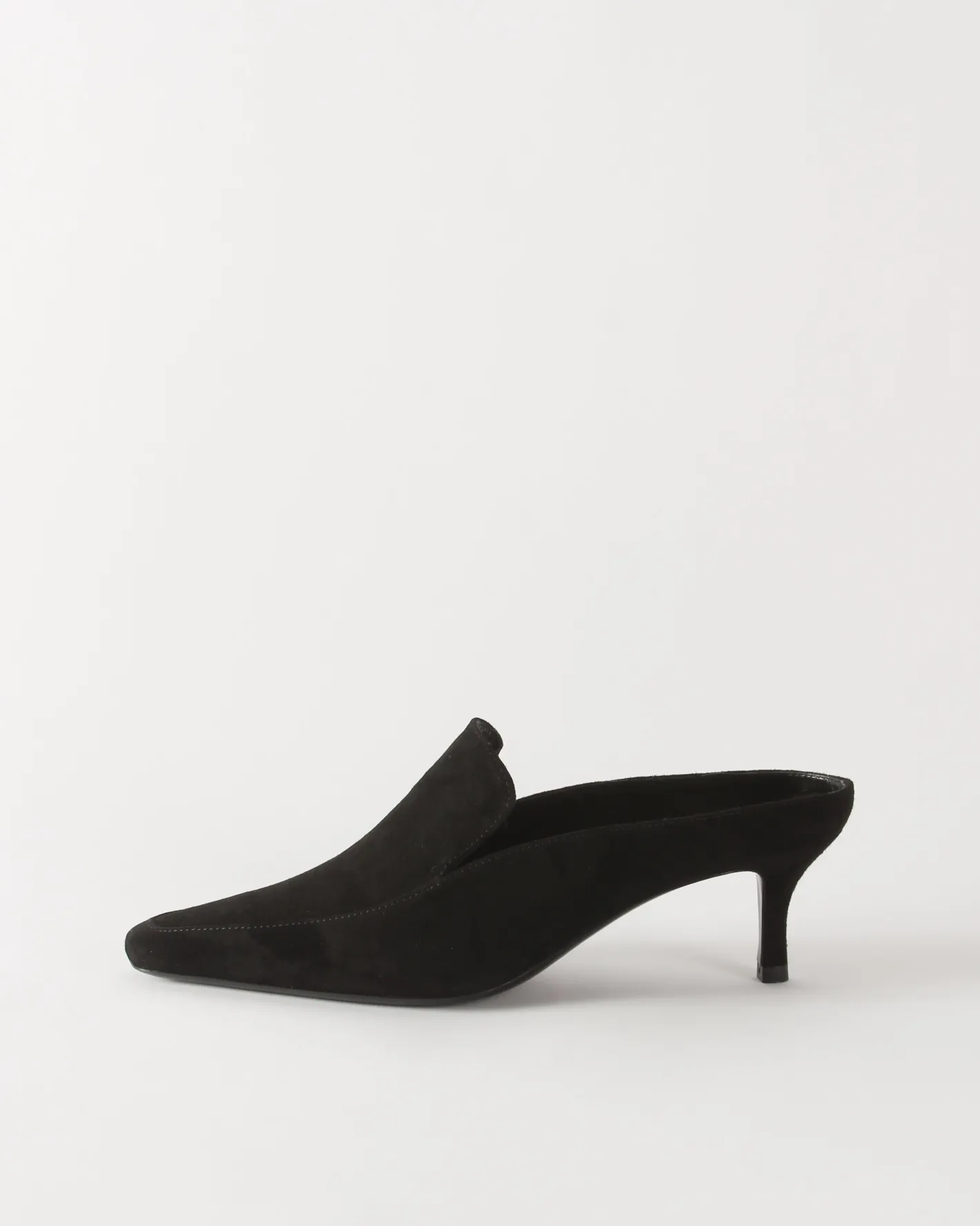 Online Kitten Mule Suede Black Heels