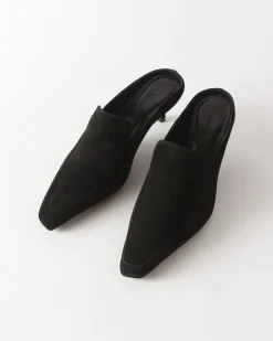 Online Kitten Mule Suede Black Heels
