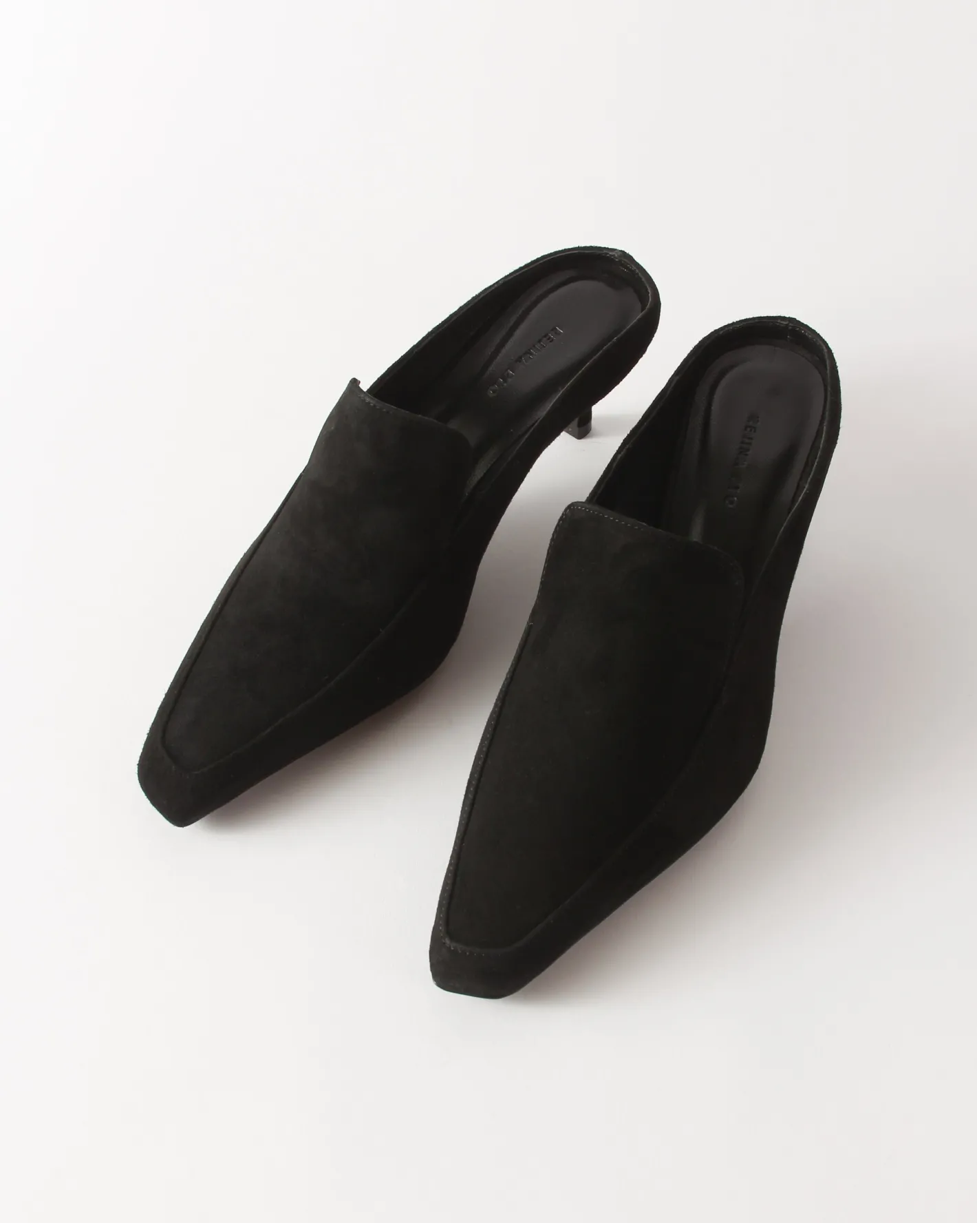 Online Kitten Mule Suede Black Heels