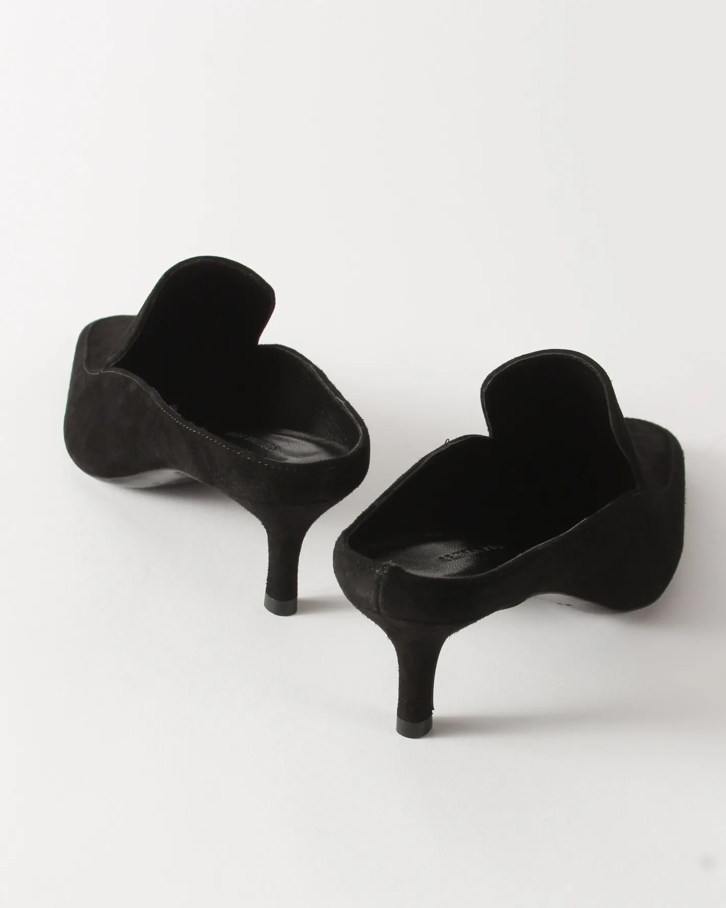 Online Kitten Mule Suede Black Heels