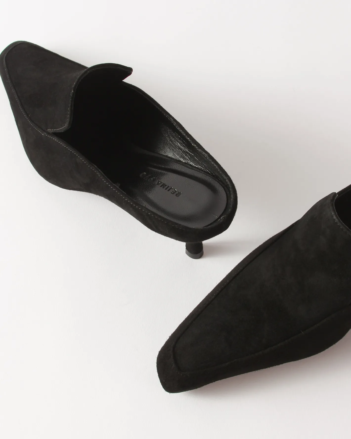 Online Kitten Mule Suede Black Heels