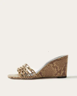 New Kyle Wedges Leather Print Snake Butter Heels