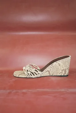New Kyle Wedges Leather Print Snake Butter Heels