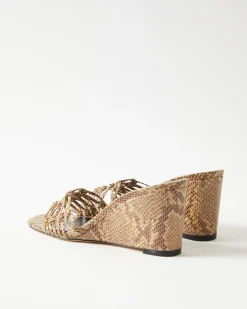 New Kyle Wedges Leather Print Snake Butter Heels