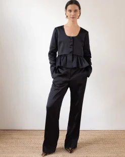 Hot Lana Blouse Duchesse Satin Black Tailoring | Clothing