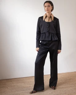 Hot Lana Blouse Duchesse Satin Black Tailoring | Clothing