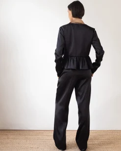 Hot Lana Blouse Duchesse Satin Black Tailoring | Clothing