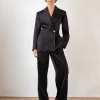New Leila Blazer Duchesse Satin Black Tailoring | Jackets