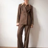 Online Leila Blazer Wool Check Brown Tailoring | Jackets