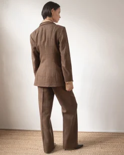 Online Leila Blazer Wool Check Brown Tailoring | Jackets